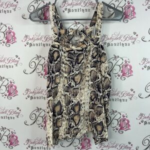 Entro long sleeve cold shoulder top Black and Cream Snake Print Tank Top